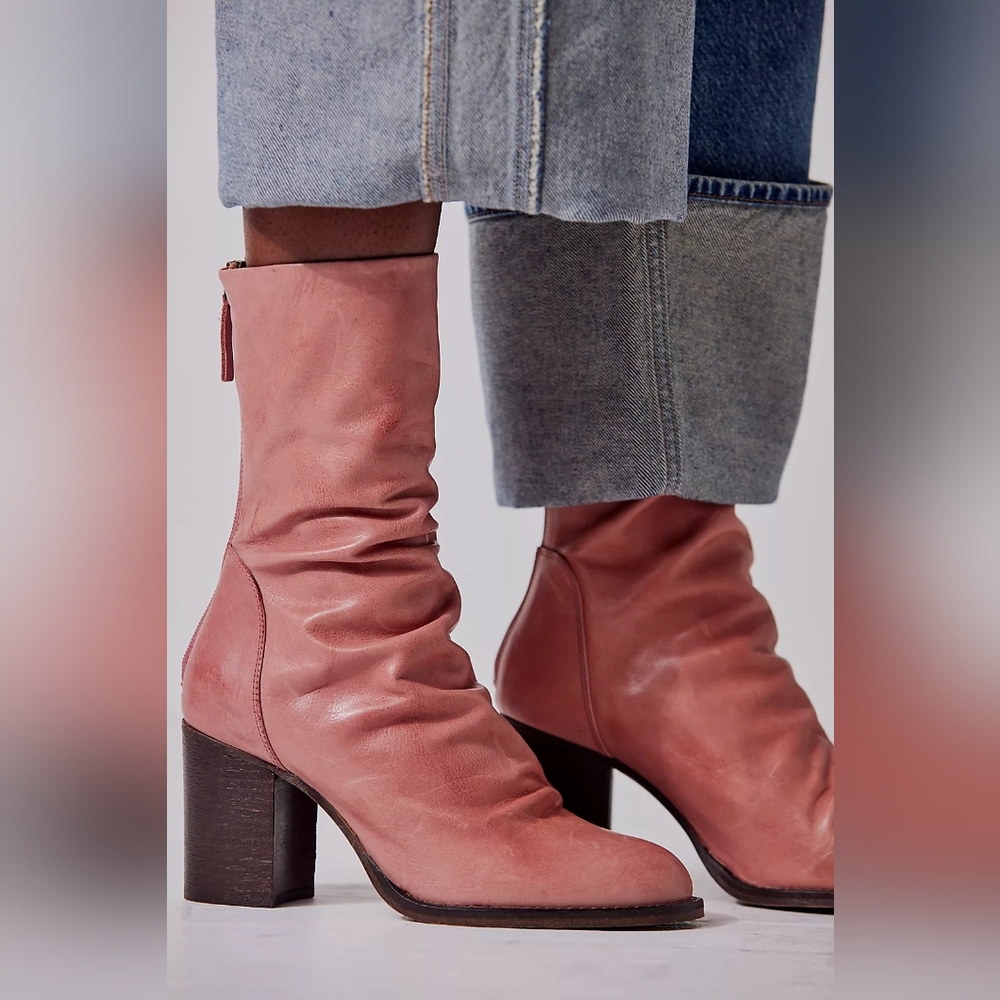 Free People Elle Block Heel Boots EUC